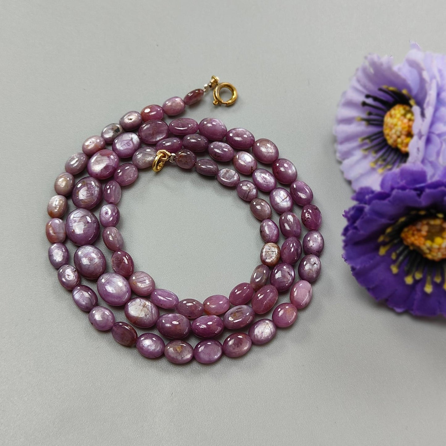 Pink Sapphire Gemstone Beads Necklace: 145.40cts Natural Untreated Raspberry Sheen Sapphire Plain Oval Brass Necklace 6*5mm - 10*8mm 20"