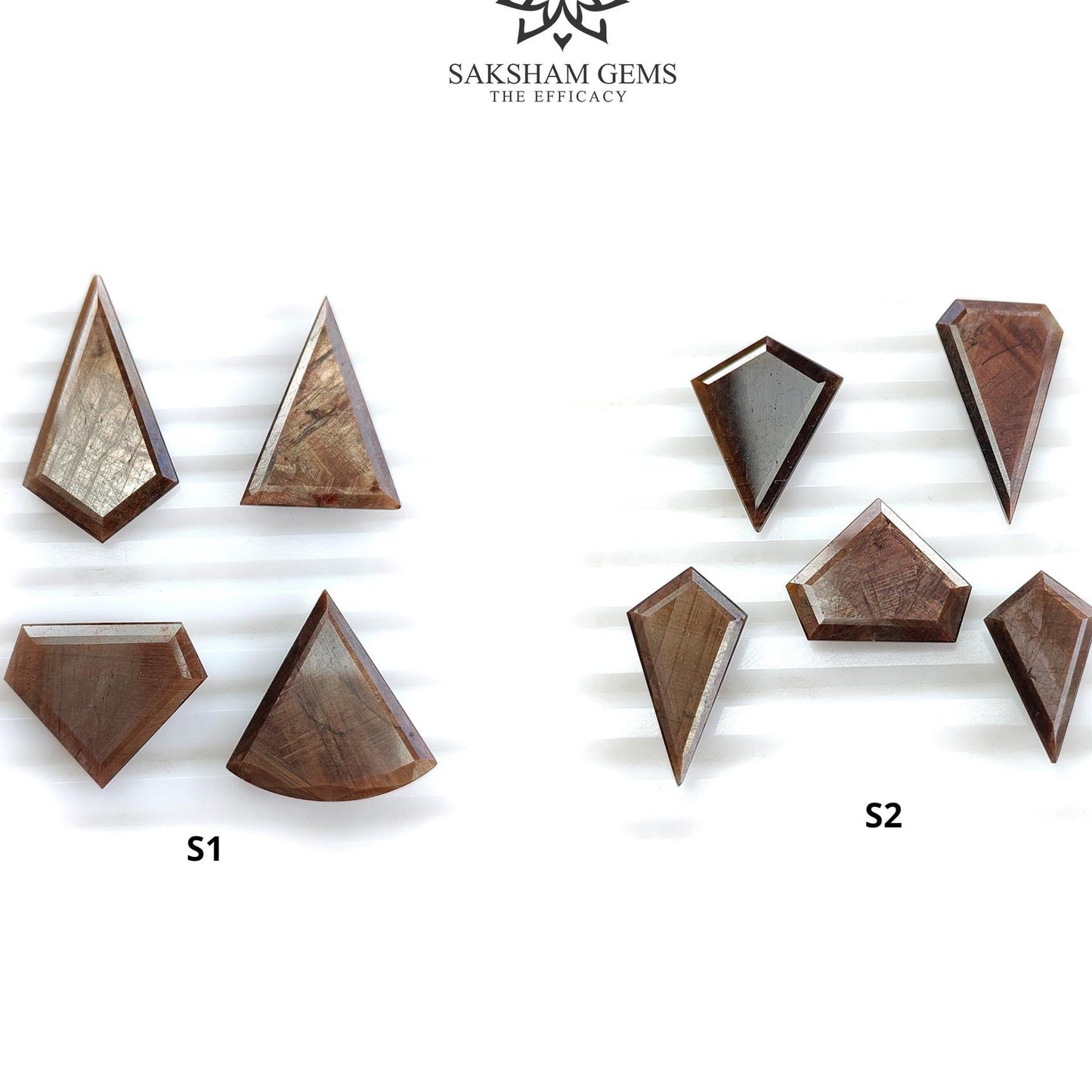 Golden Brown Chocolate Sapphire Gemstone Normal Cut : Natural Untreated Sheen Sapphire Triangle Uneven Shape Sets