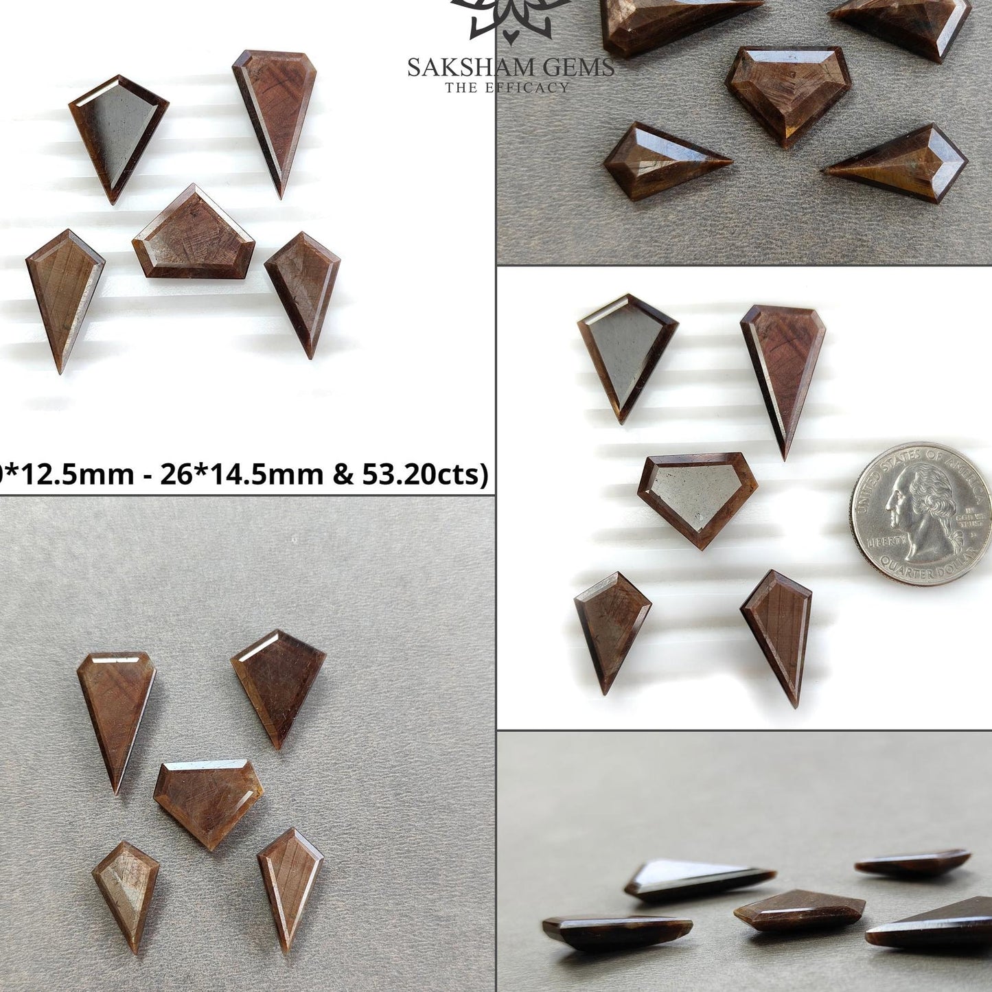 Golden Brown Chocolate Sapphire Gemstone Normal Cut : Natural Untreated Sheen Sapphire Triangle Uneven Shape Sets