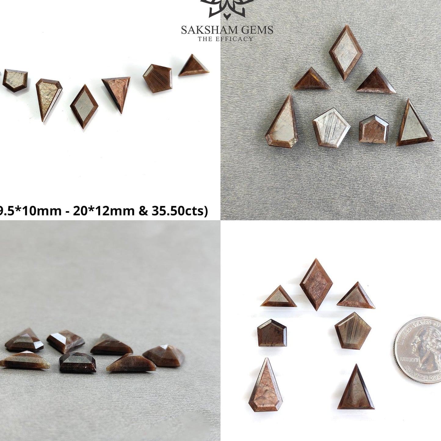Golden Brown Chocolate Sapphire Gemstone Normal Cut : Natural Untreated Sheen Sapphire Triangle Uneven Shape Sets