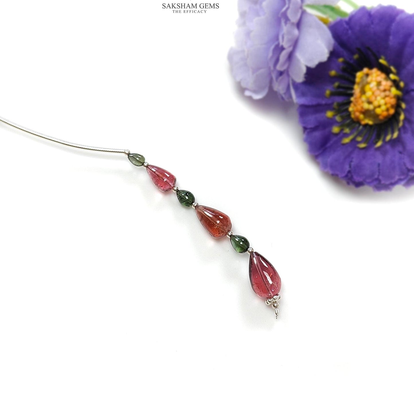 Watermelon Tourmaline Gemstone Loose Beads : 9.35cts Natural Multi Color Tourmaline Plain Teardrops Nuggets 4mm - 11mm