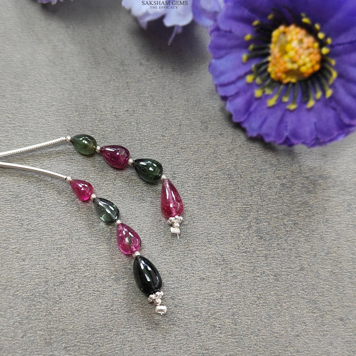 Watermelon Tourmaline Gemstone Loose Beads : 12.00cts Natural Multi Color Tourmaline Plain Teardrops Nuggets 6mm - 10mm