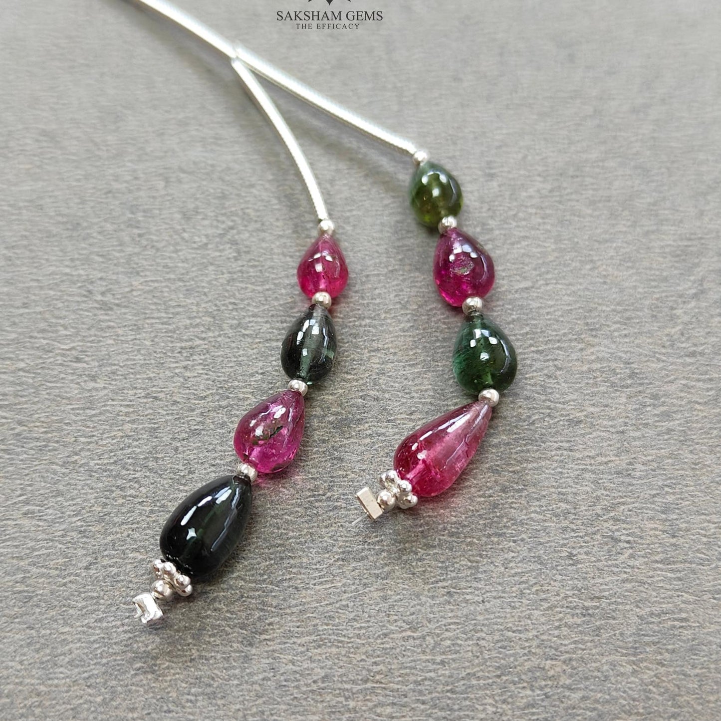 Watermelon Tourmaline Gemstone Loose Beads : 12.00cts Natural Multi Color Tourmaline Plain Teardrops Nuggets 6mm - 10mm