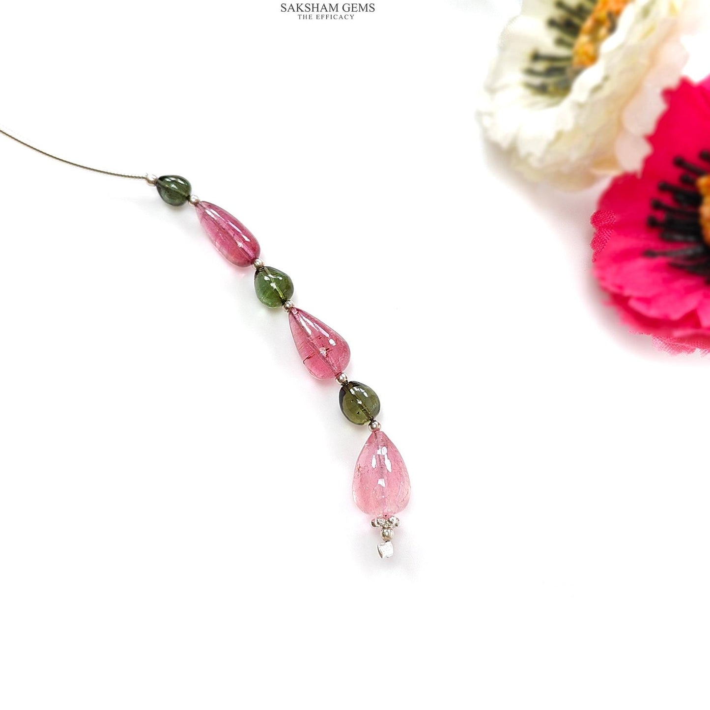 Watermelon Tourmaline Gemstone Loose Beads : 12.20cts Natural Multi Color Tourmaline Plain Teardrops Nuggets 5mm - 10.5mm