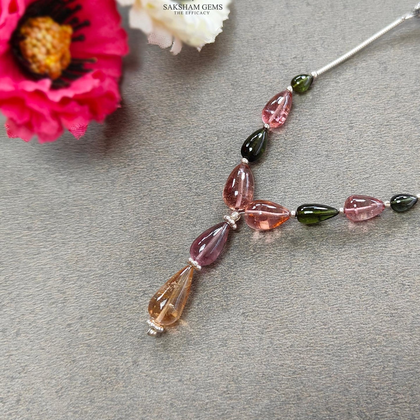 Watermelon Tourmaline Gemstone Loose Beads : 21.15cts Natural Multi Color Tourmaline Plain Teardrops Nuggets 5mm - 12mm