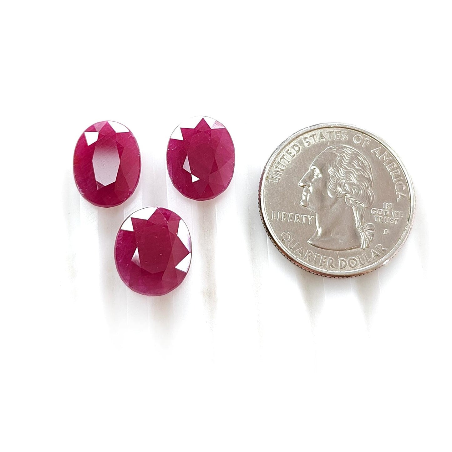 Ruby Gemstone Normal Cut : 21.00cts Natural Untreated Unheated Red Ruby Oval Shape 13*11.5mm - 13.5*10mm 3pcs