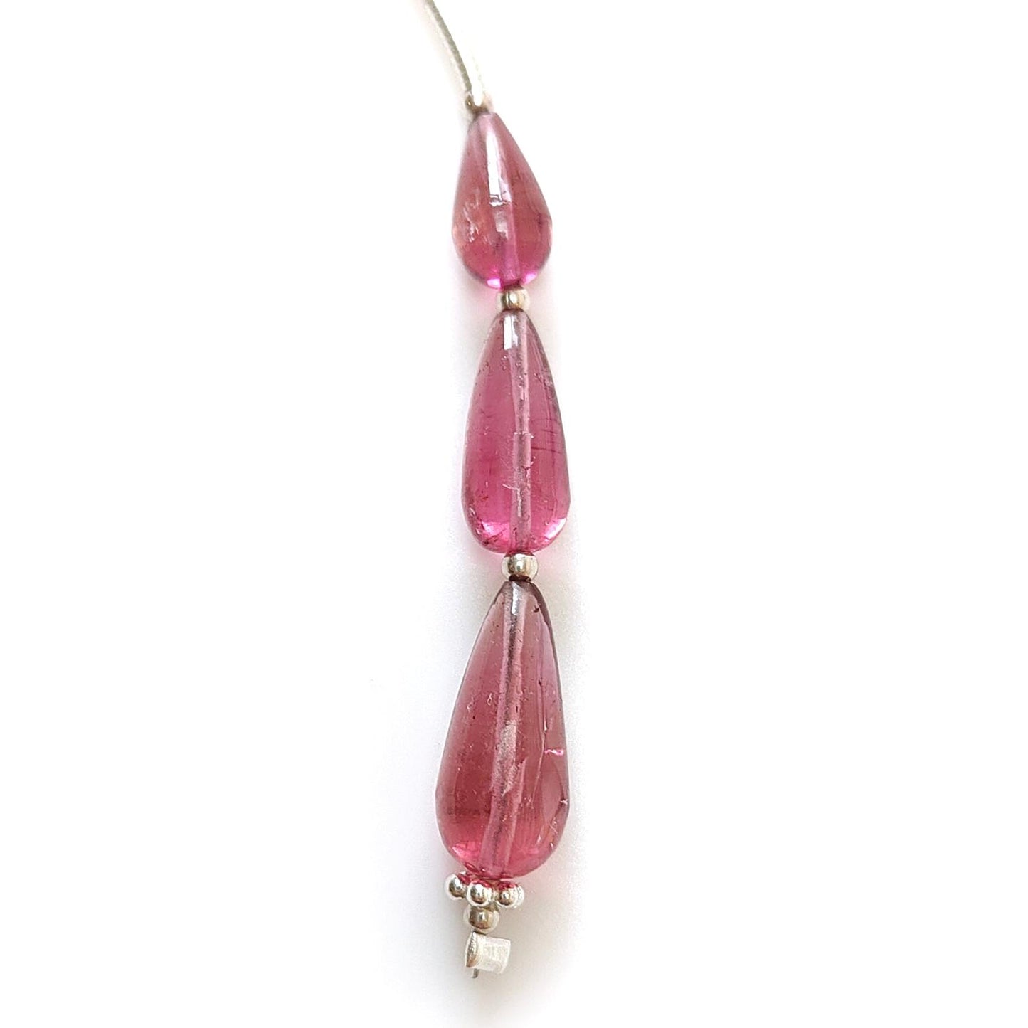 Rubellite Tourmaline Gemstone Loose Beads : 8.20cts Natural Untreated Tourmaline Plain Teardrops Nuggets 8mm - 13mm