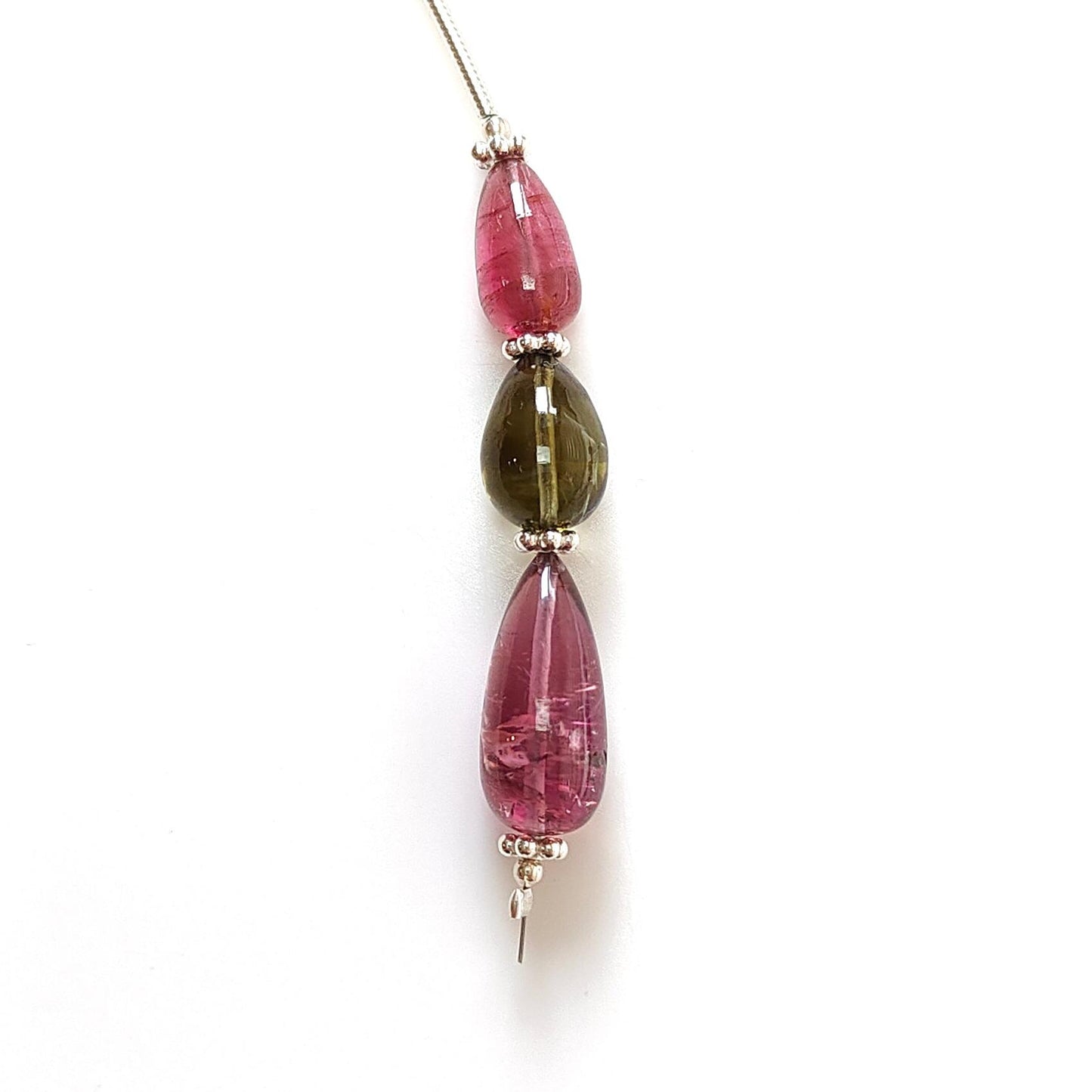 Watermelon Tourmaline Gemstone Loose Beads : 14.00cts Natural Multi Color Tourmaline Plain Teardrops Nuggets 9mm - 15mm