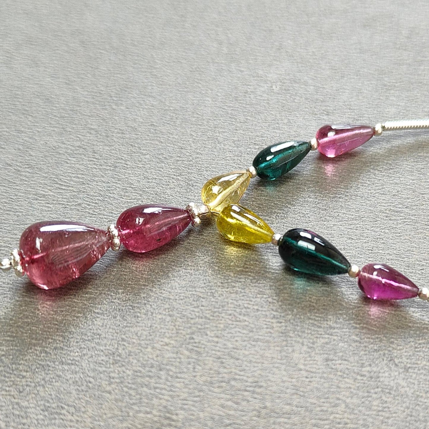 Watermelon Tourmaline Gemstone Loose Beads : 23.00cts Natural Multi Color Tourmaline Plain Teardrops Nuggets 8mm - 12mm