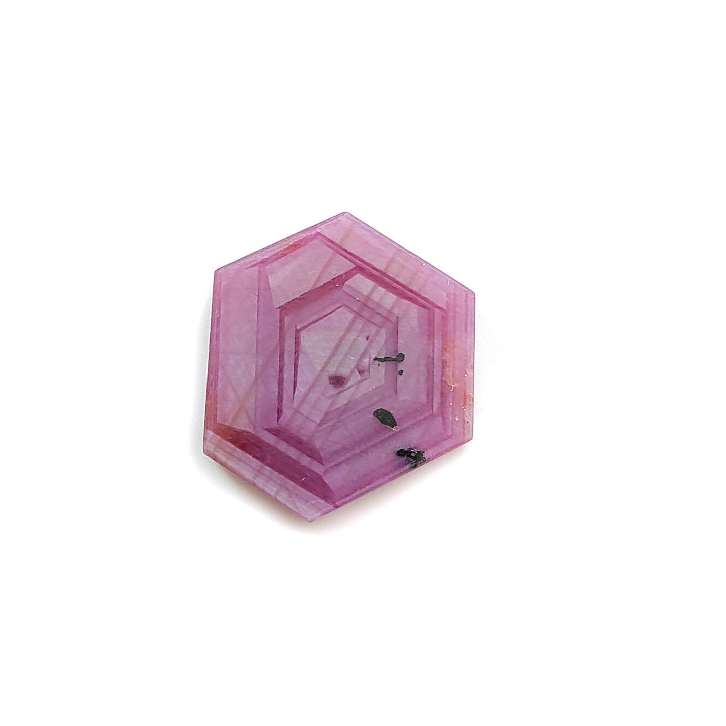 Rosemary Sheen SAPPHIRE Gemstone Flat Slices : Natural Untreated Unheated Pink Sapphire Hexagon Shape 1pc