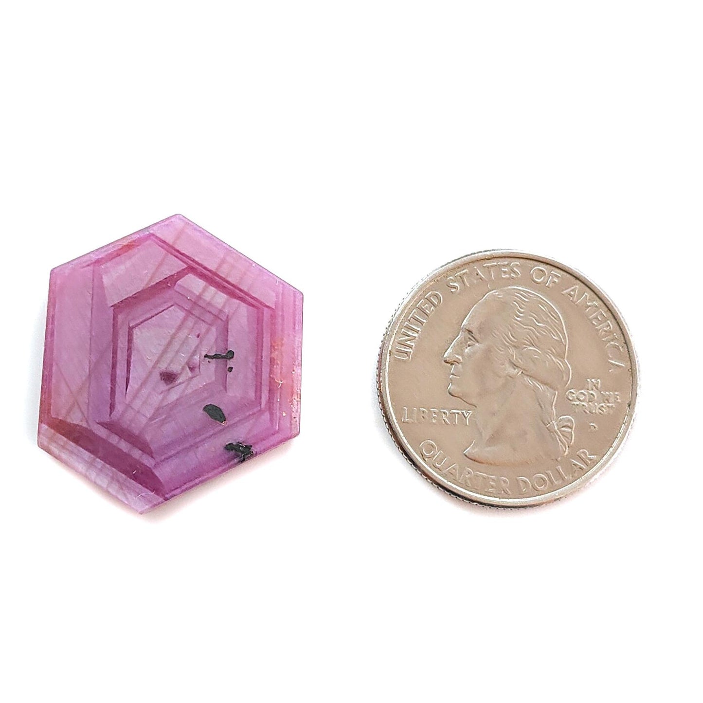 Rosemary Sheen SAPPHIRE Gemstone Flat Slices : Natural Untreated Unheated Pink Sapphire Hexagon Shape 1pc
