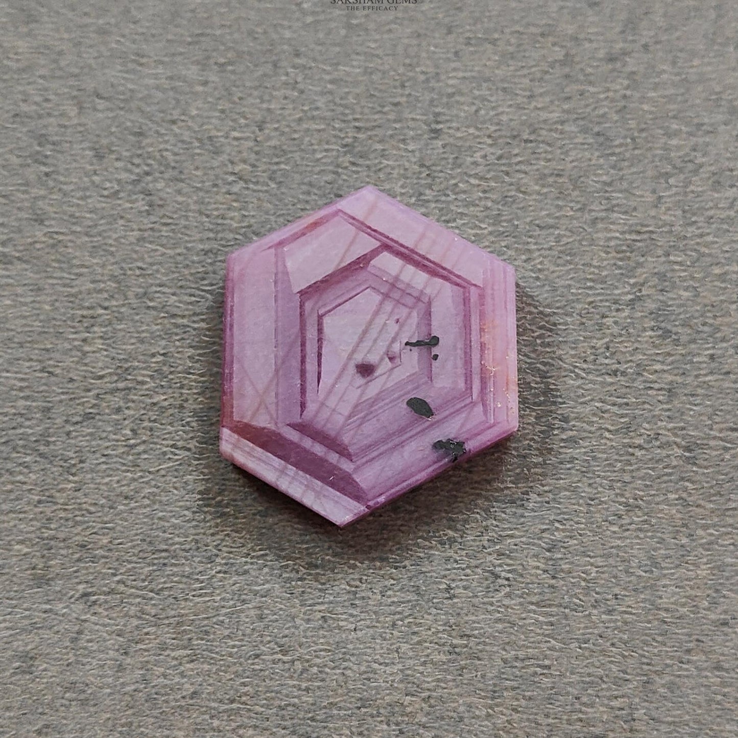 Rosemary Sheen SAPPHIRE Gemstone Flat Slices : Natural Untreated Unheated Pink Sapphire Hexagon Shape 1pc