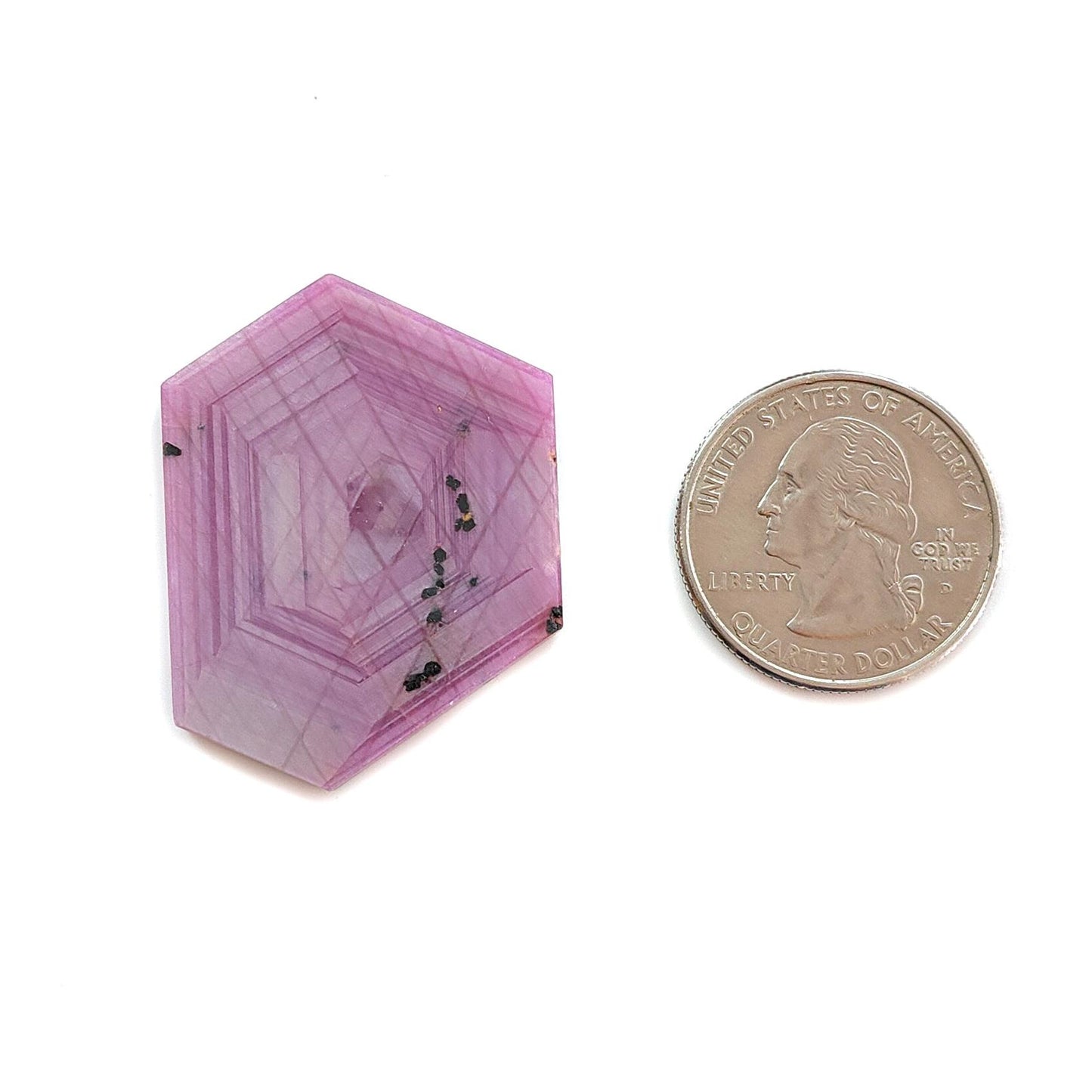 Rosemary Sheen SAPPHIRE Gemstone Flat Slices : Natural Untreated Unheated Pink Sapphire Hexagon Shape 1pc