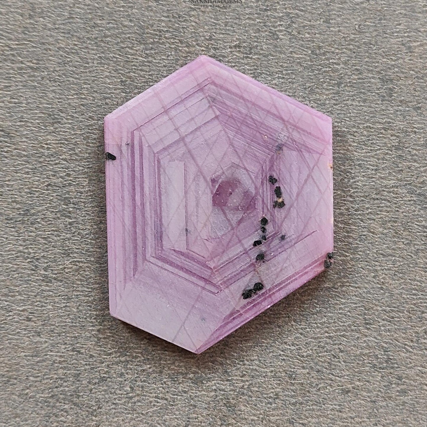 Rosemary Sheen SAPPHIRE Gemstone Flat Slices : Natural Untreated Unheated Pink Sapphire Hexagon Shape 1pc