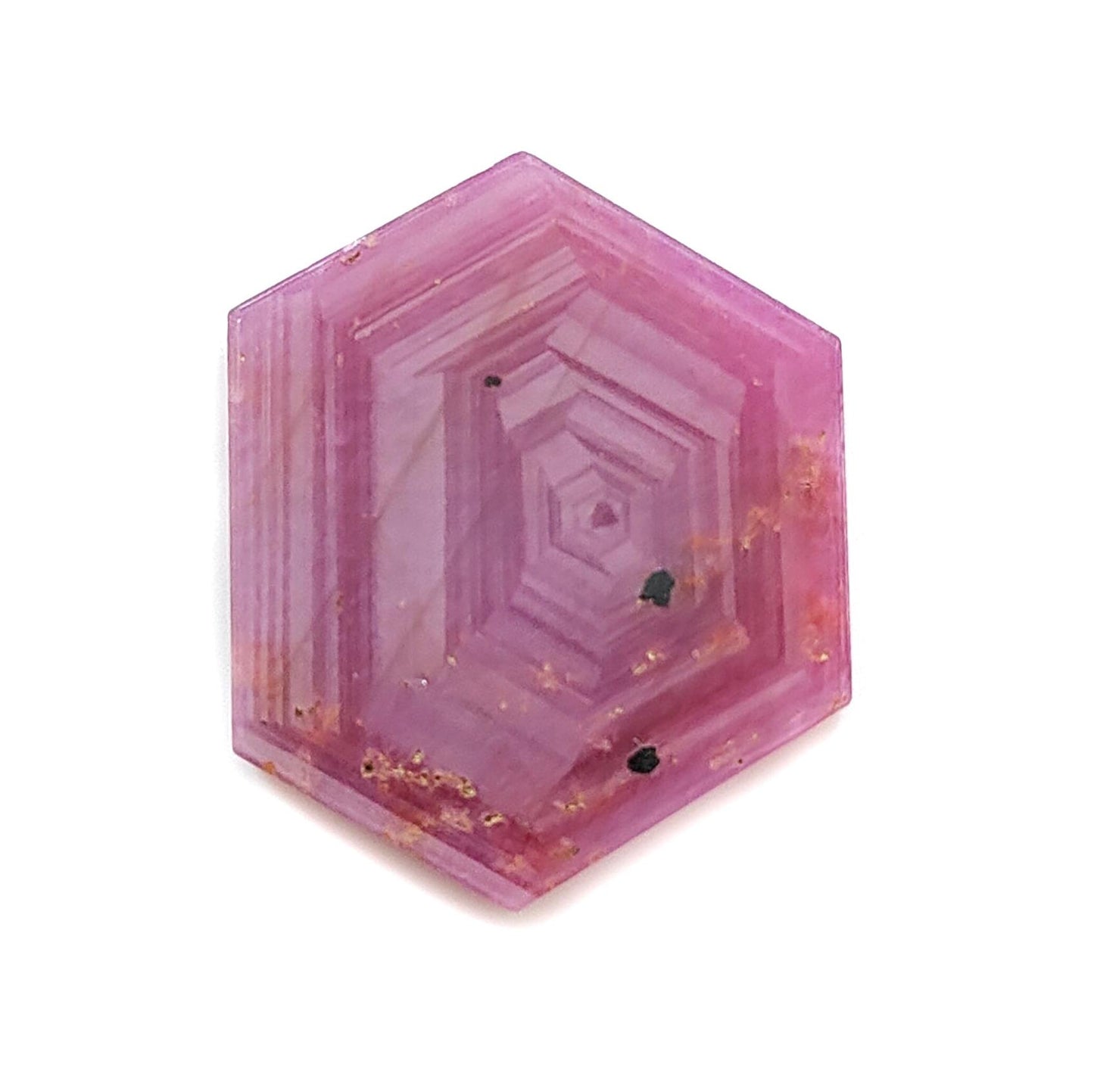 Rosemary Sheen SAPPHIRE Gemstone Flat Slices : Natural Untreated Unheated Pink Sapphire Hexagon Shape 1pc 2pcs Set