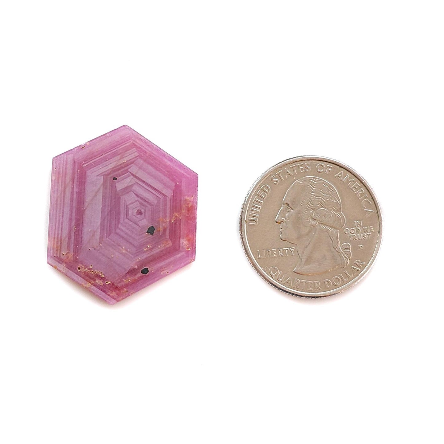 Rosemary Sheen SAPPHIRE Gemstone Flat Slices : Natural Untreated Unheated Pink Sapphire Hexagon Shape 1pc 2pcs Set