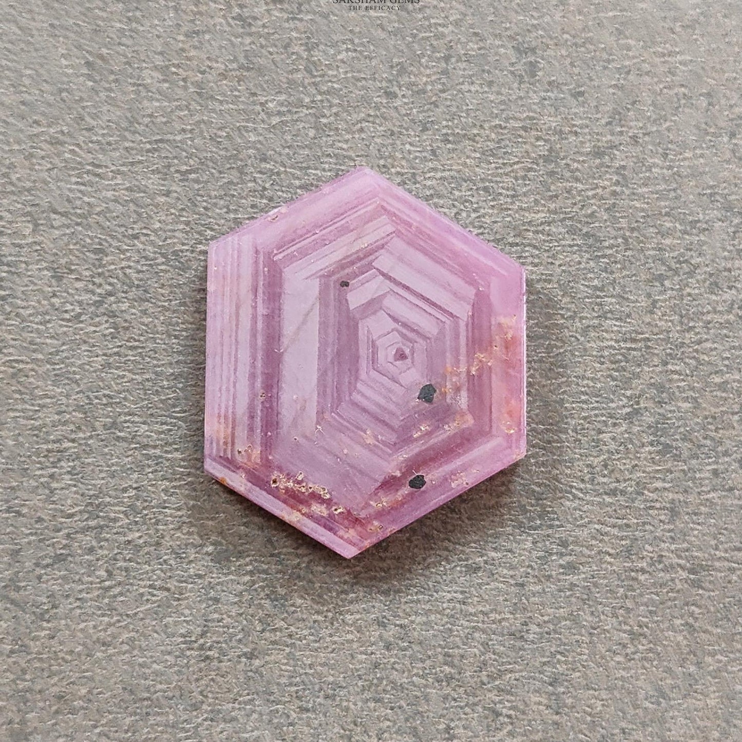 Rosemary Sheen SAPPHIRE Gemstone Flat Slices : Natural Untreated Unheated Pink Sapphire Hexagon Shape 1pc 2pcs Set