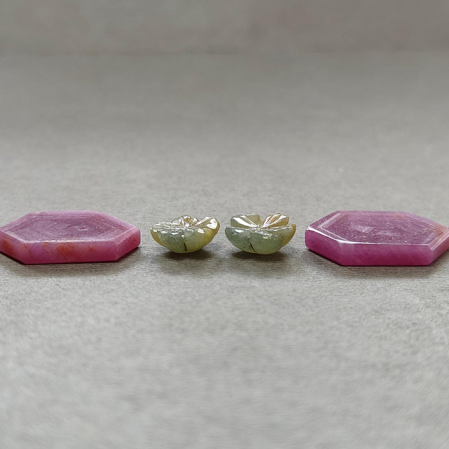 Rosemary Sheen SAPPHIRE Gemstone Flat Slices & Flower Carving : Natural Untreated Unheated Multi Sapphire Round , Hexagon Shapes Sets