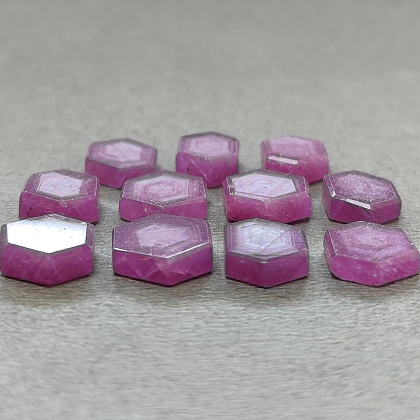 Rosemary Sheen SAPPHIRE Gemstone Flat Slices : Natural Untreated Unheated Pink Sapphire Hexagon Shape 11pcs 14pcs Lots