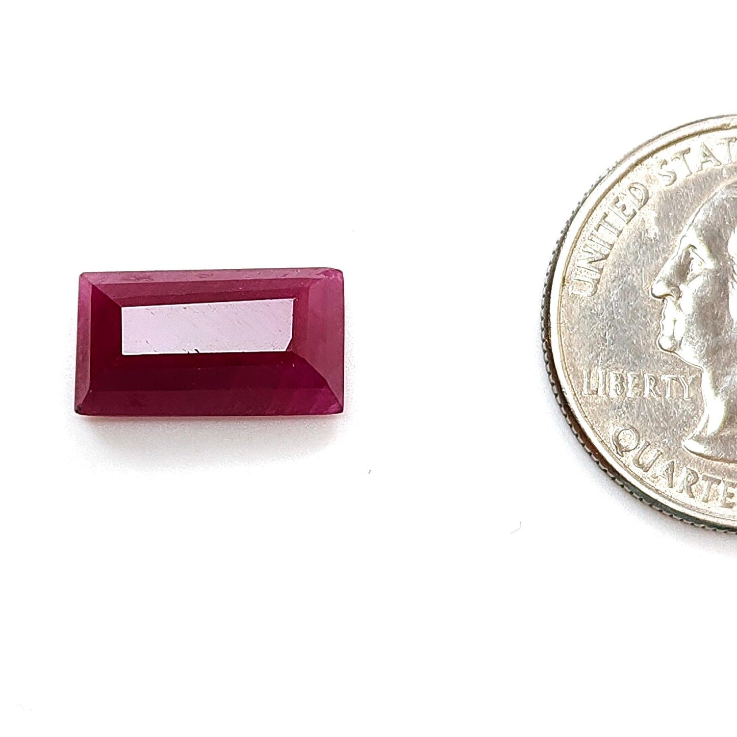 Ruby Gemstone Step Cut : 7.40cts Natural Untreated Unheated Red Ruby Baguette Shape 15*8mm 1pc