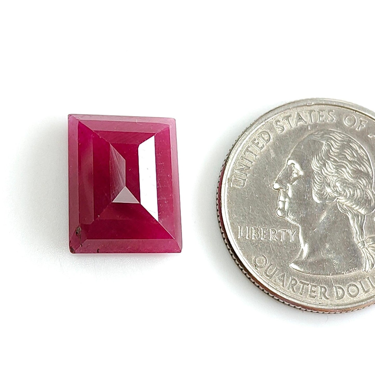 Ruby Gemstone Step Cut : 13.10cts Natural Untreated Unheated Red Ruby Baguette Shape 15*12mm 1pc