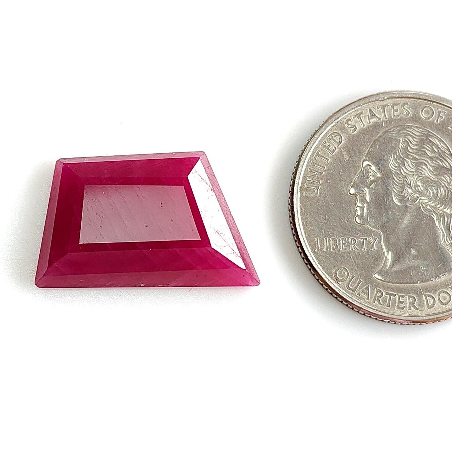 Ruby Gemstone Step Cut : 15.10cts Natural Untreated Unheated Red Ruby Trapezium Shape 22*14mm 1pc