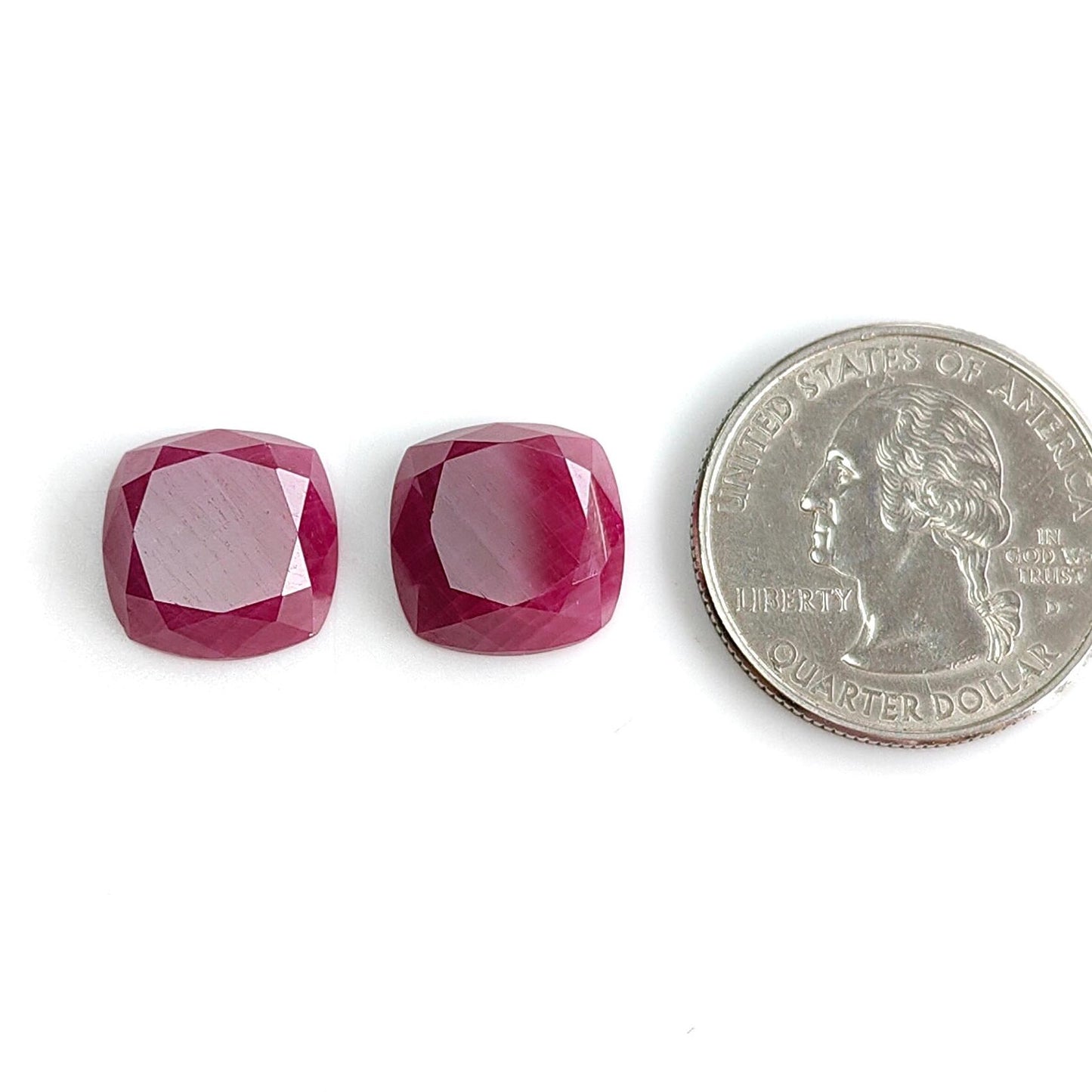Ruby Gemstone Step Cut : 19.00cts Natural Untreated Unheated Red Ruby Cushion Shape 13*4mm Pair