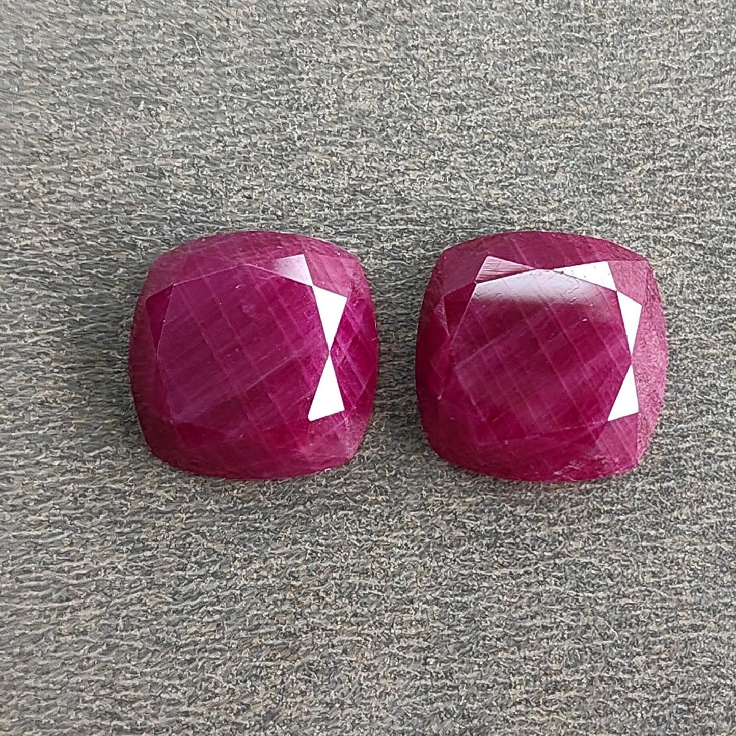Ruby Gemstone Step Cut : 19.00cts Natural Untreated Unheated Red Ruby Cushion Shape 13*4mm Pair