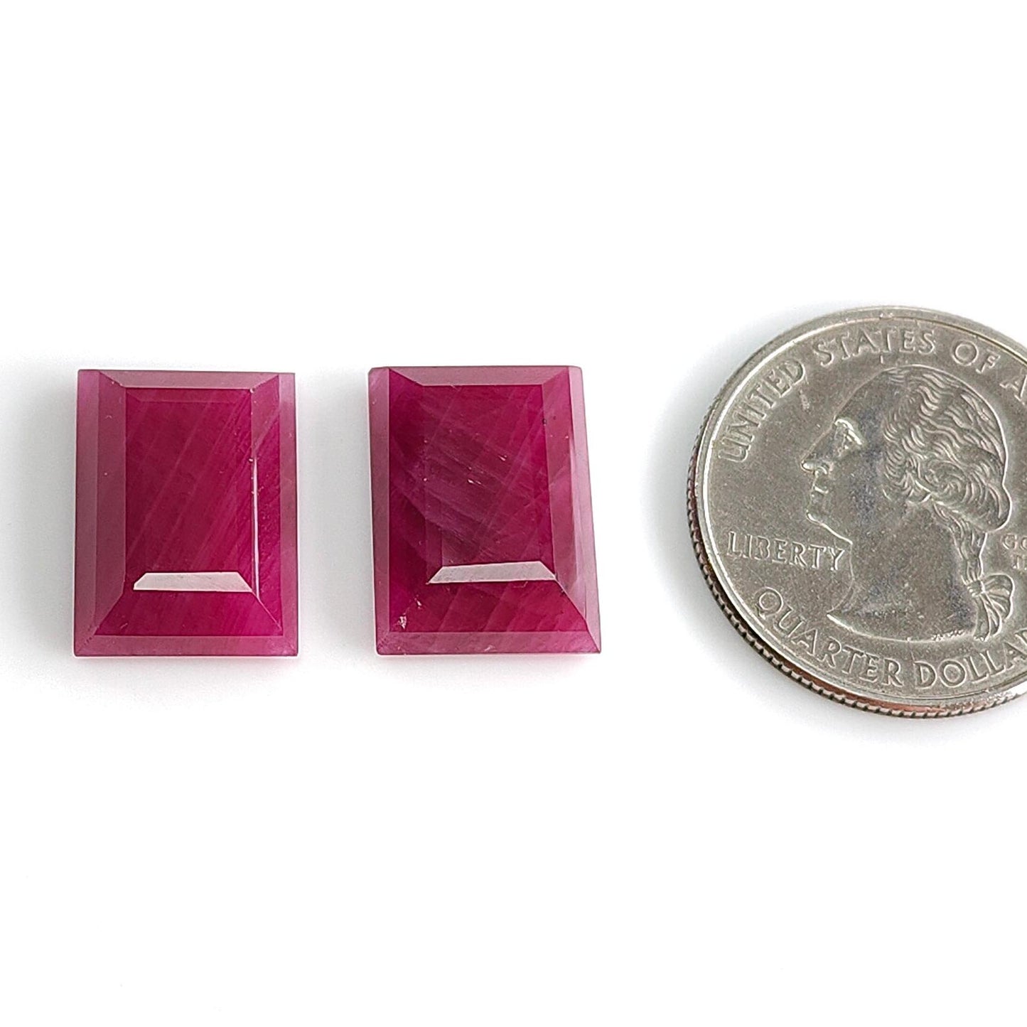 Ruby Gemstone Step Cut : 28.00cts Natural Untreated Unheated Red Ruby Square Shape 17*12mm Pair