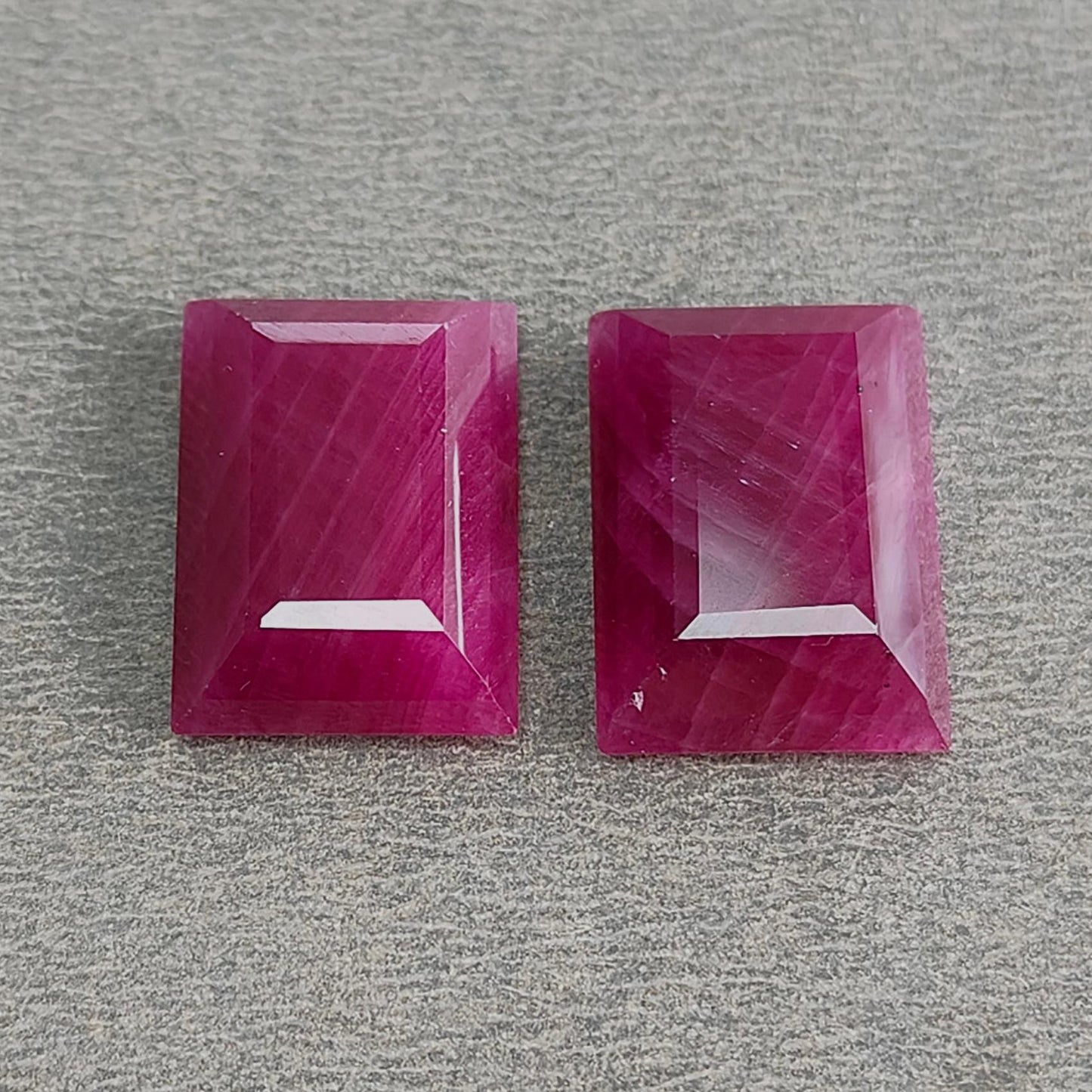 Ruby Gemstone Step Cut : 28.00cts Natural Untreated Unheated Red Ruby Square Shape 17*12mm Pair