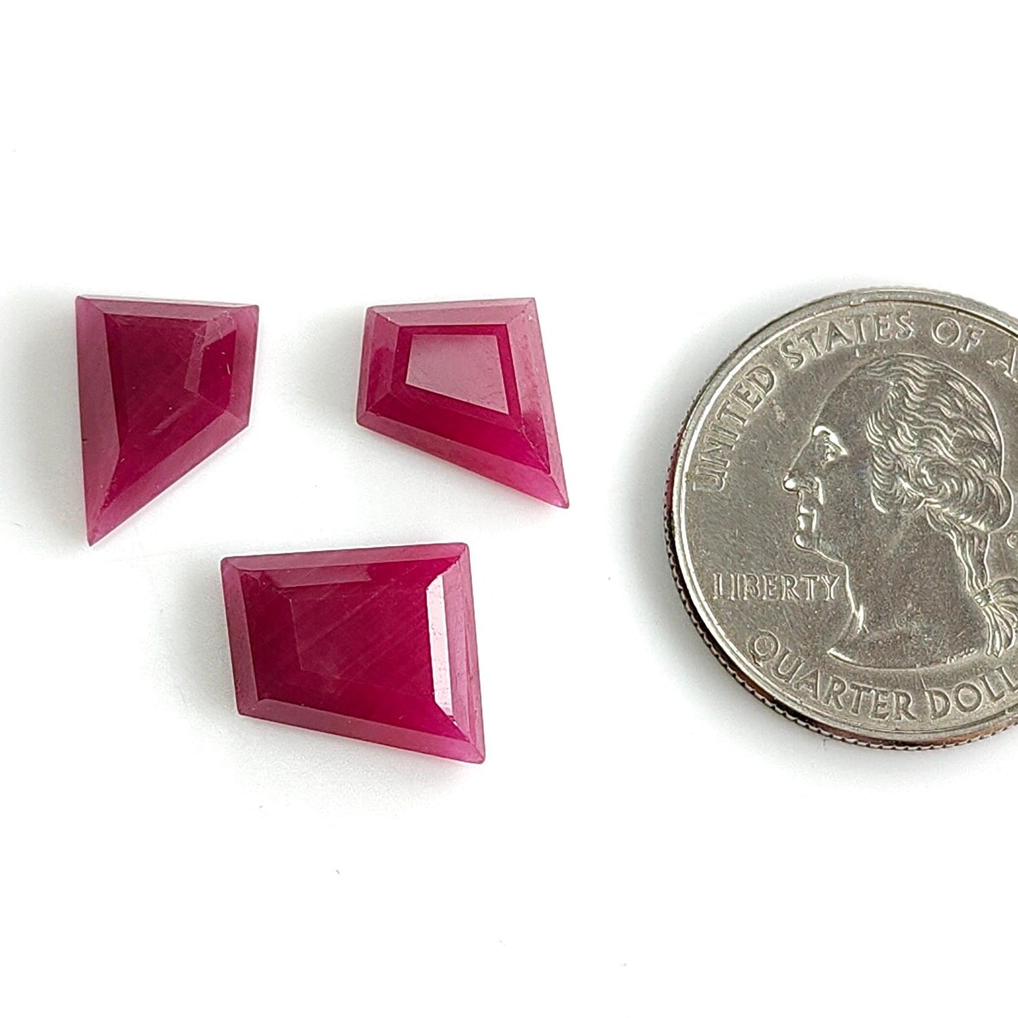 Ruby Gemstone Step Cut : 17.80cts Natural Untreated Unheated Red Ruby Trapezium Shape 10*12mm 3pc