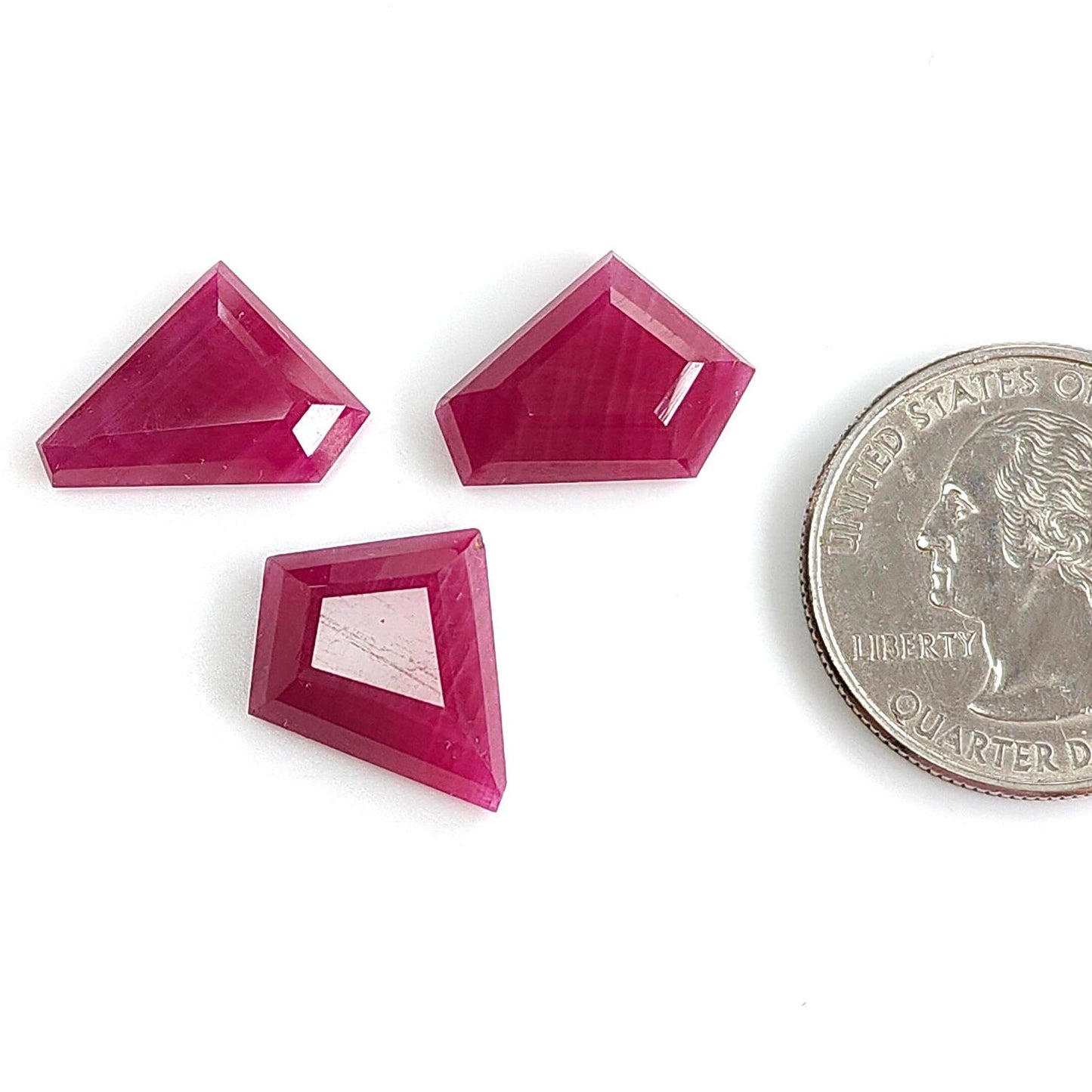 Ruby Gemstone Step Cut : 25.00cts Natural Untreated Unheated Red Ruby Trapezium Shape 15*12mm 3pc