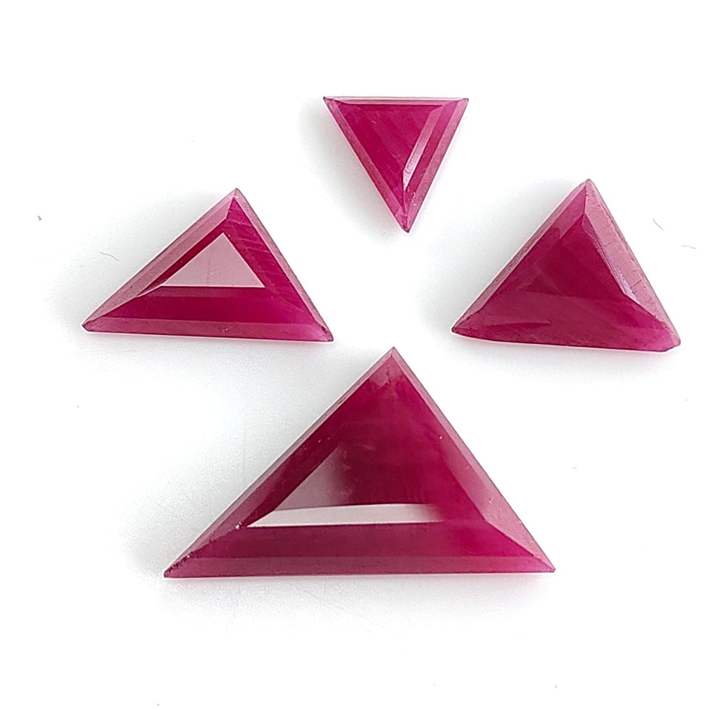 Ruby Gemstone Step Cut : 21.60cts Natural Untreated Unheated Red Ruby Triangle Shape 9*3mm -14*24mm 4pc Sets