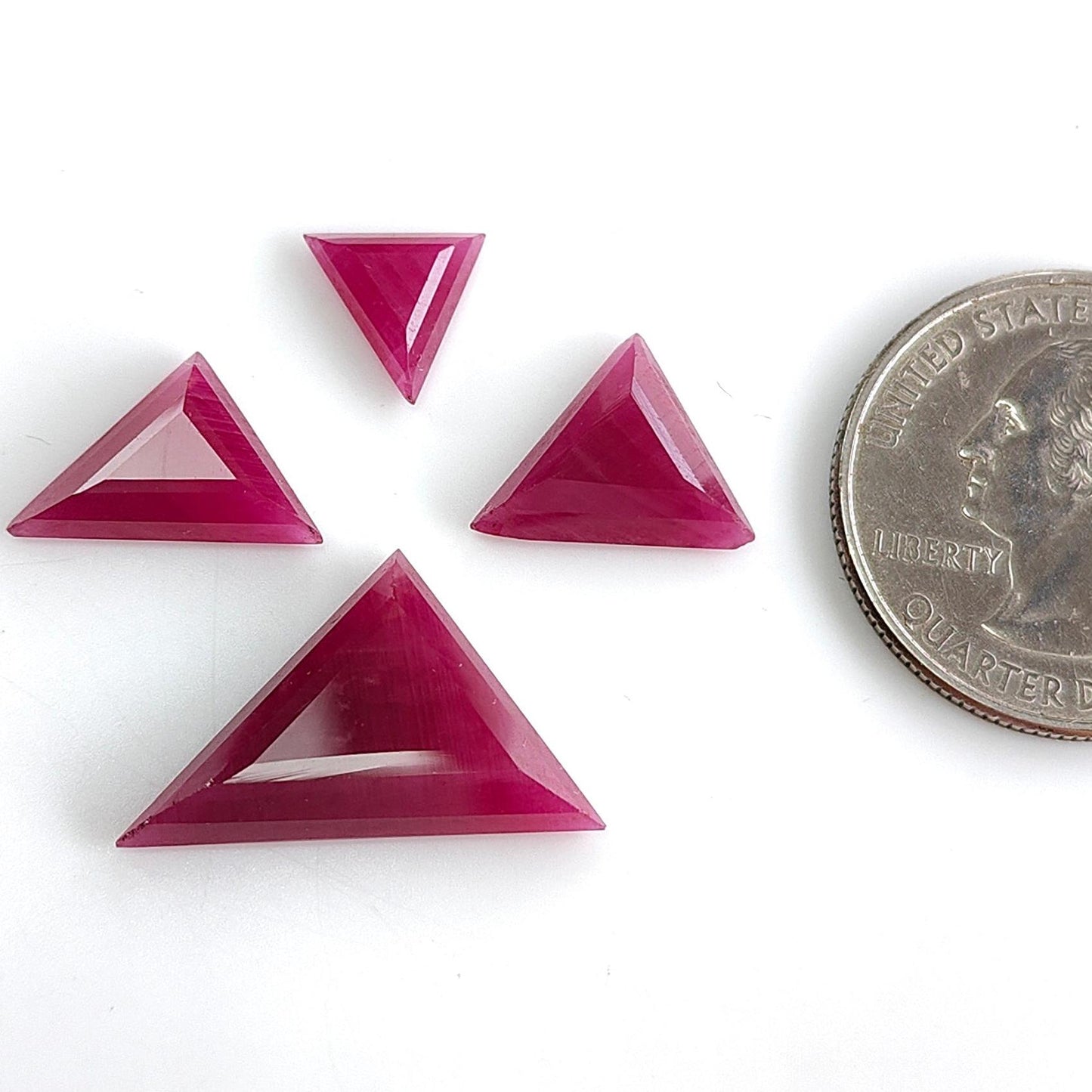 Ruby Gemstone Step Cut : 21.60cts Natural Untreated Unheated Red Ruby Triangle Shape 9*3mm -14*24mm 4pc Sets