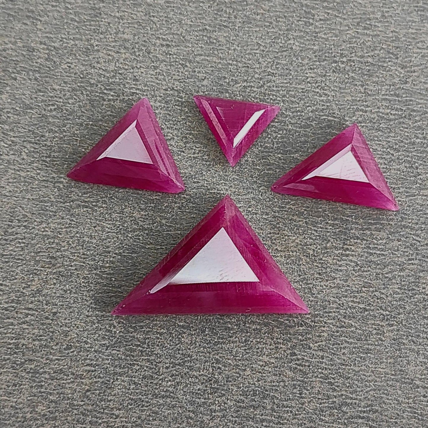 Ruby Gemstone Step Cut : 21.60cts Natural Untreated Unheated Red Ruby Triangle Shape 9*3mm -14*24mm 4pc Sets