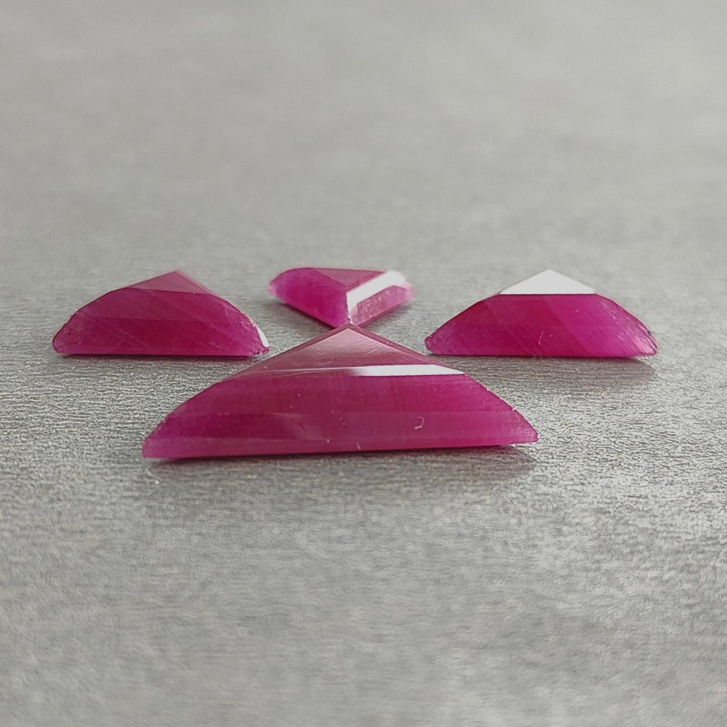 Ruby Gemstone Step Cut : 21.60cts Natural Untreated Unheated Red Ruby Triangle Shape 9*3mm -14*24mm 4pc Sets