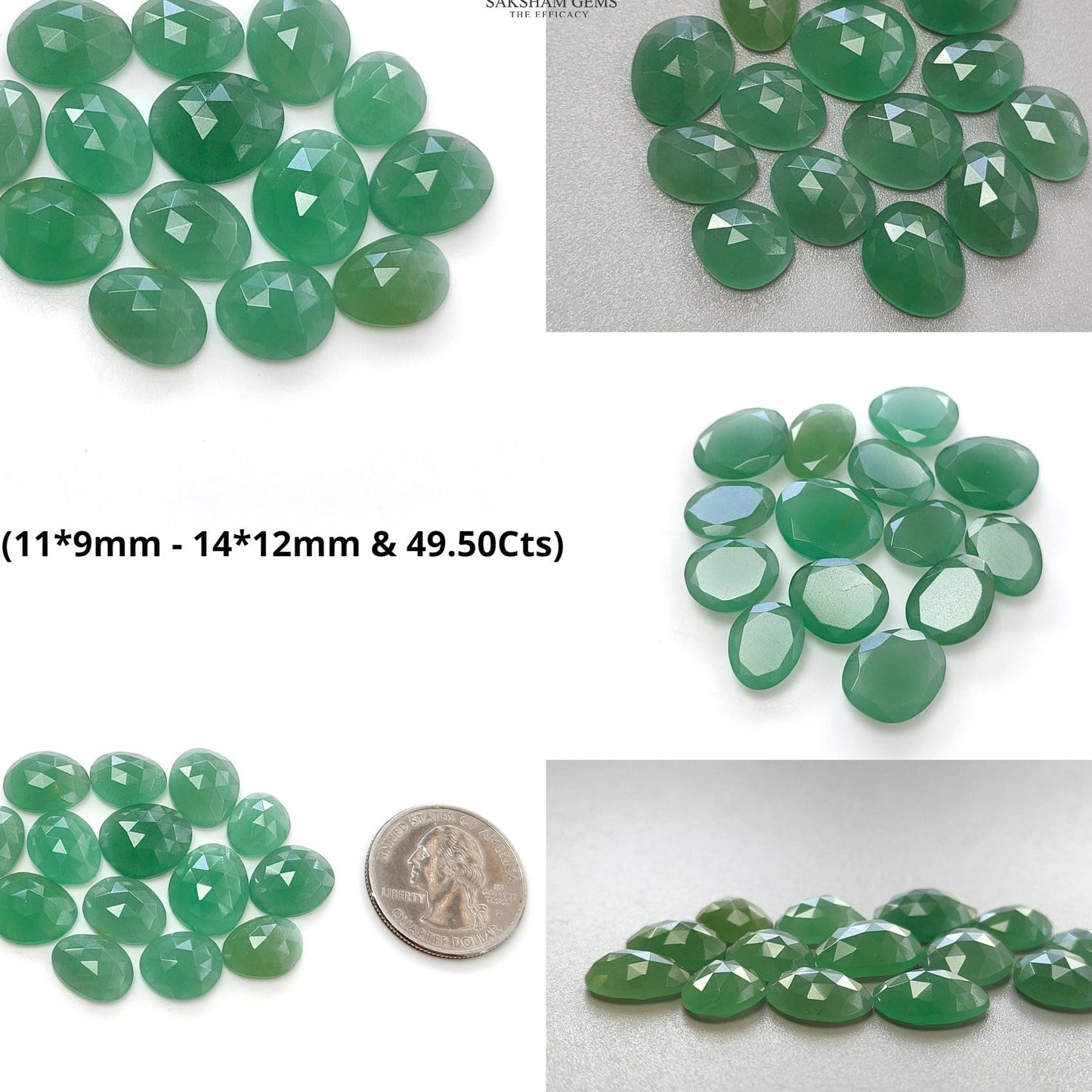 GREEN QUARTZ Gemstone Rose Cut : Natural Untreated Unheated Quartz Both Side Faceted Uneven Shape Lots