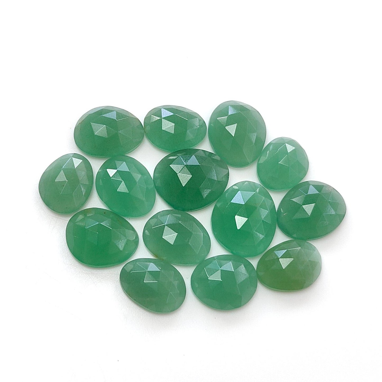 GREEN QUARTZ Gemstone Rose Cut : Natural Untreated Unheated Quartz Both Side Faceted Uneven Shape Lots