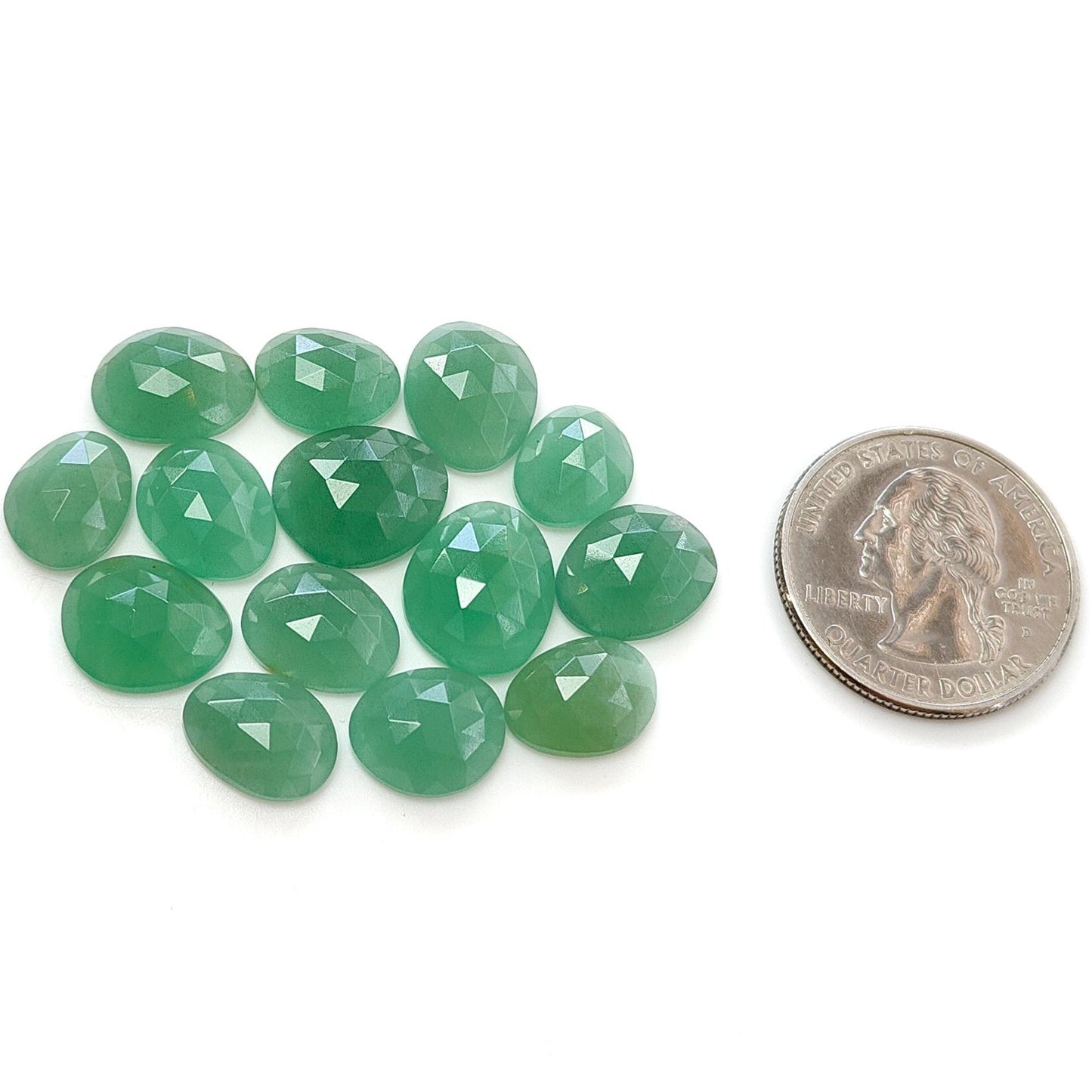 GREEN QUARTZ Gemstone Rose Cut : Natural Untreated Unheated Quartz Both Side Faceted Uneven Shape Lots