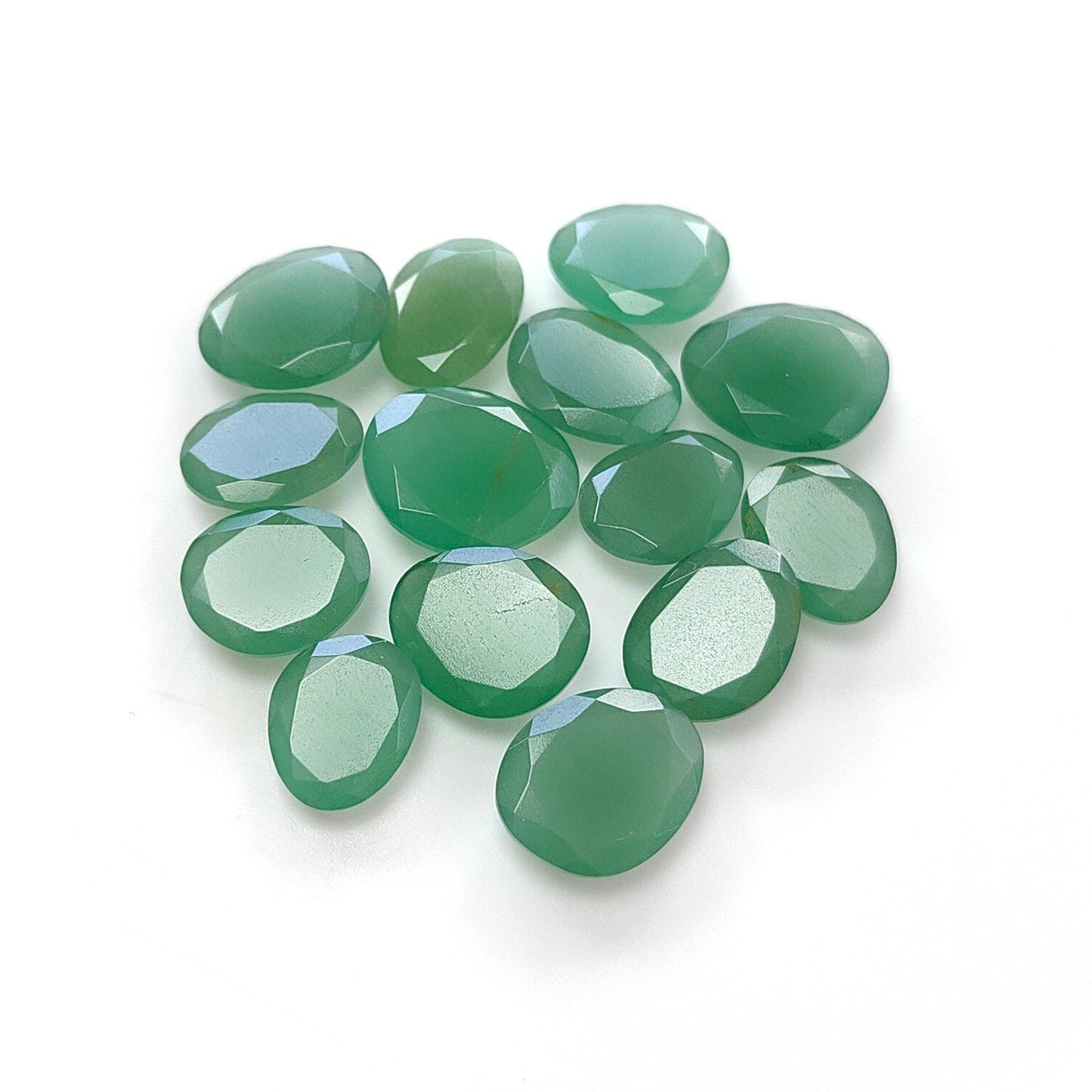 GREEN QUARTZ Gemstone Rose Cut : Natural Untreated Unheated Quartz Both Side Faceted Uneven Shape Lots