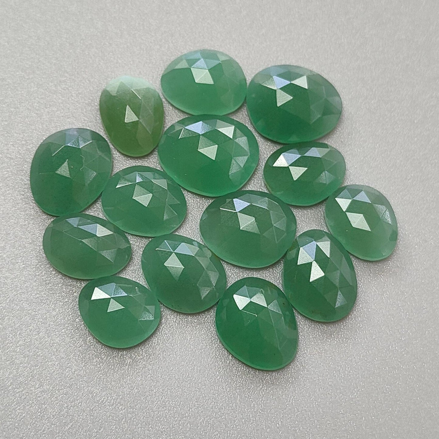 GREEN QUARTZ Gemstone Rose Cut : Natural Untreated Unheated Quartz Both Side Faceted Uneven Shape Lots