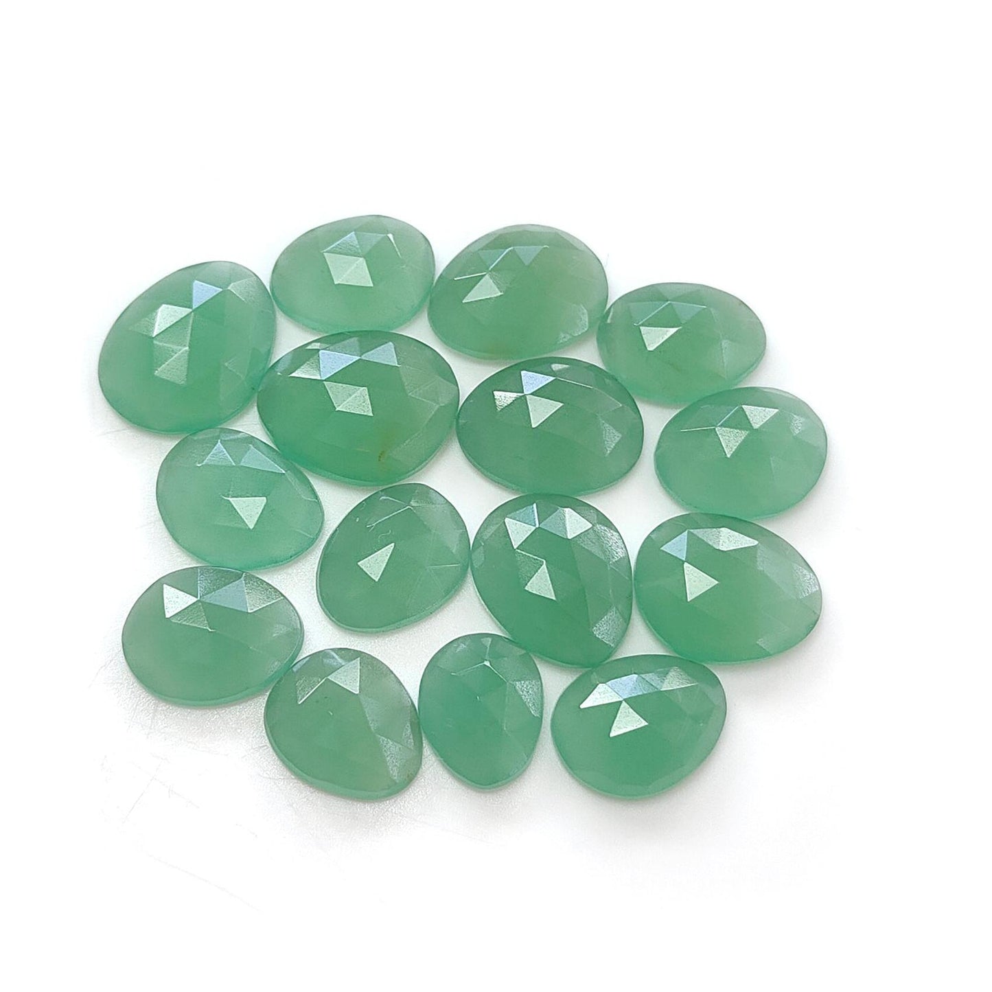 GREEN QUARTZ Gemstone Rose Cut : Natural Untreated Unheated Quartz Both Side Faceted Uneven Shape Lots