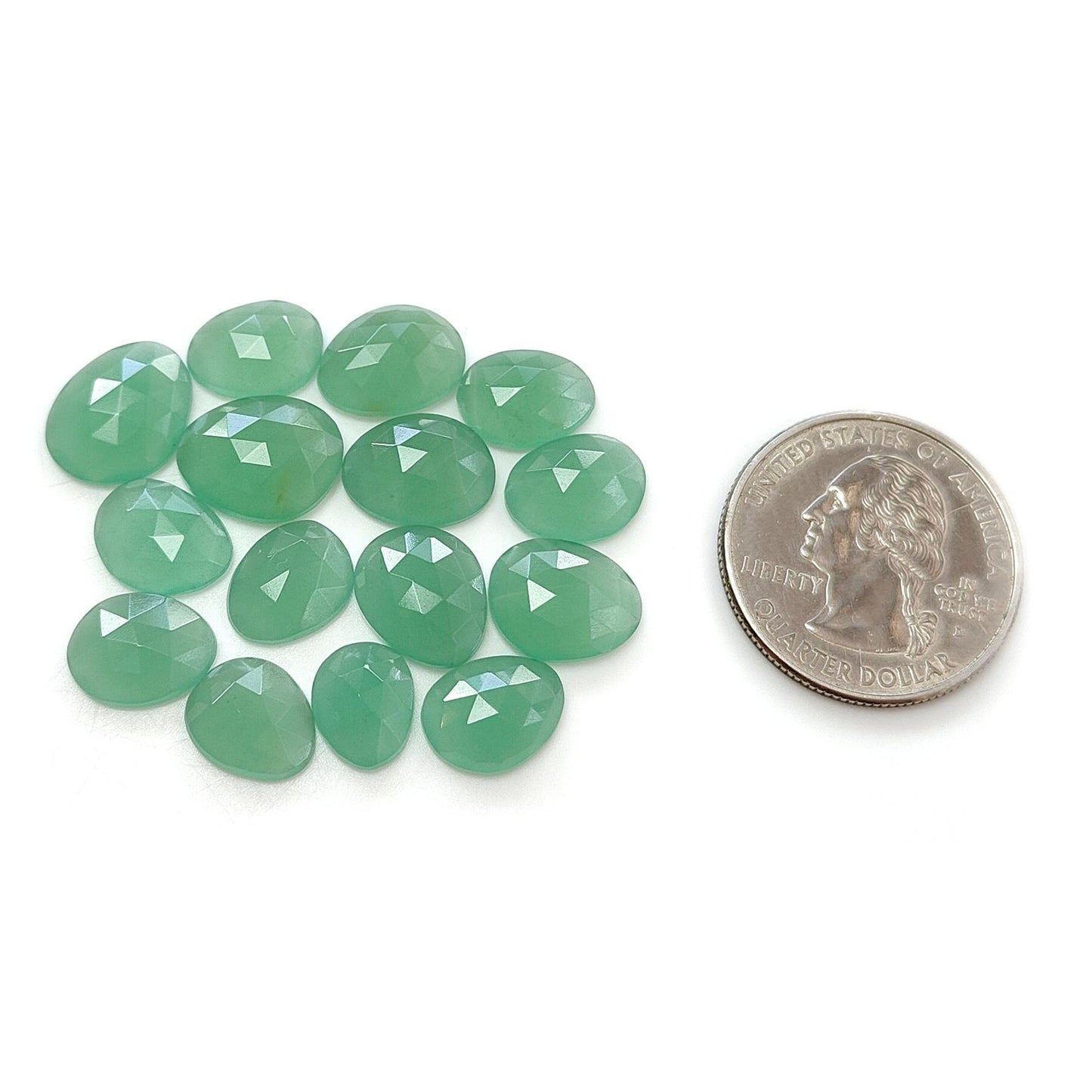 GREEN QUARTZ Gemstone Rose Cut : Natural Untreated Unheated Quartz Both Side Faceted Uneven Shape Lots
