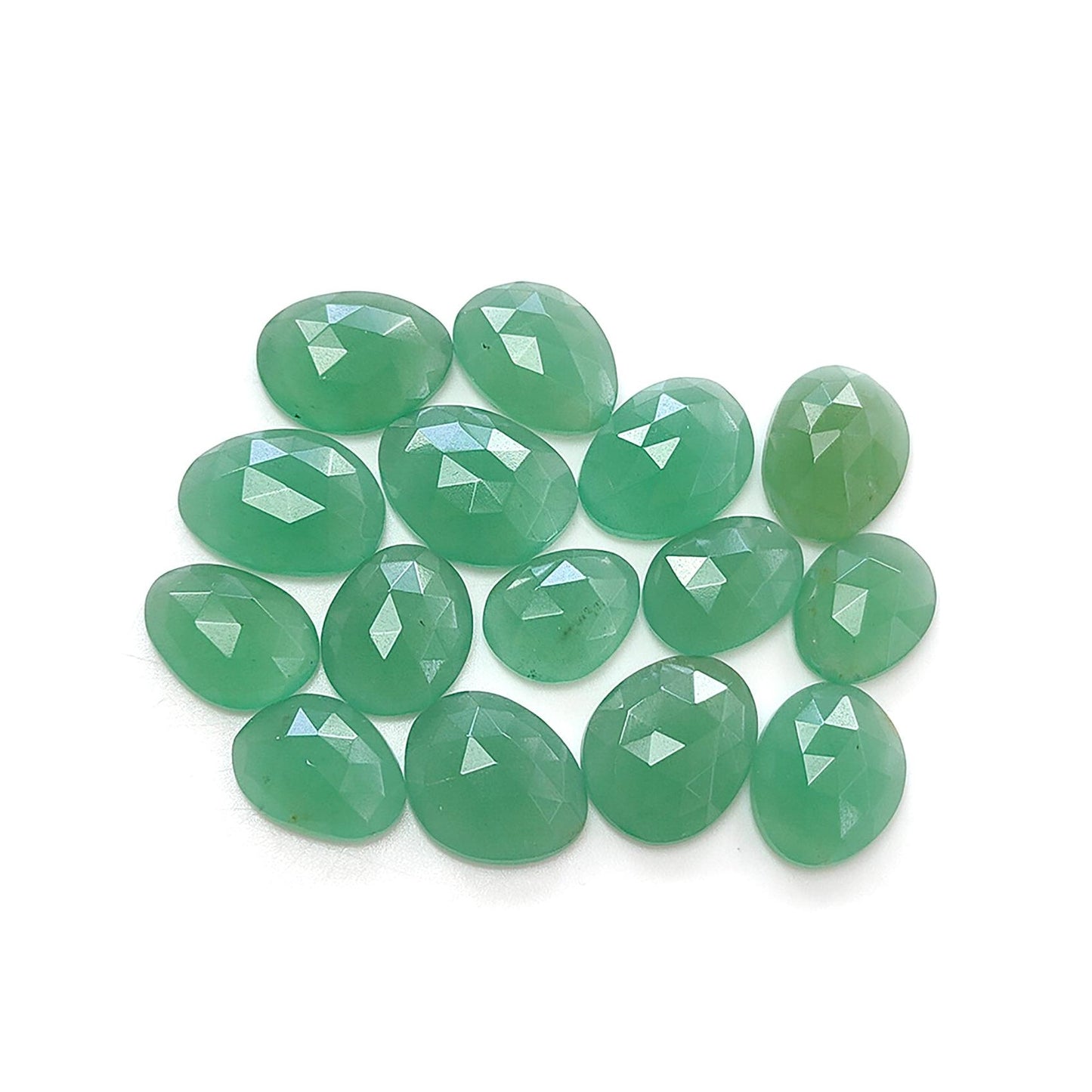GREEN QUARTZ Gemstone Rose Cut : Natural Untreated Unheated Quartz Both Side Faceted Uneven Shape Lots