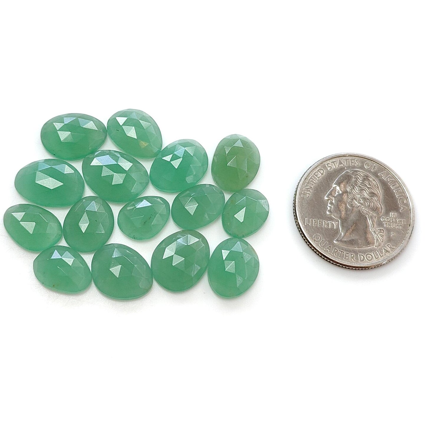 GREEN QUARTZ Gemstone Rose Cut : Natural Untreated Unheated Quartz Both Side Faceted Uneven Shape Lots