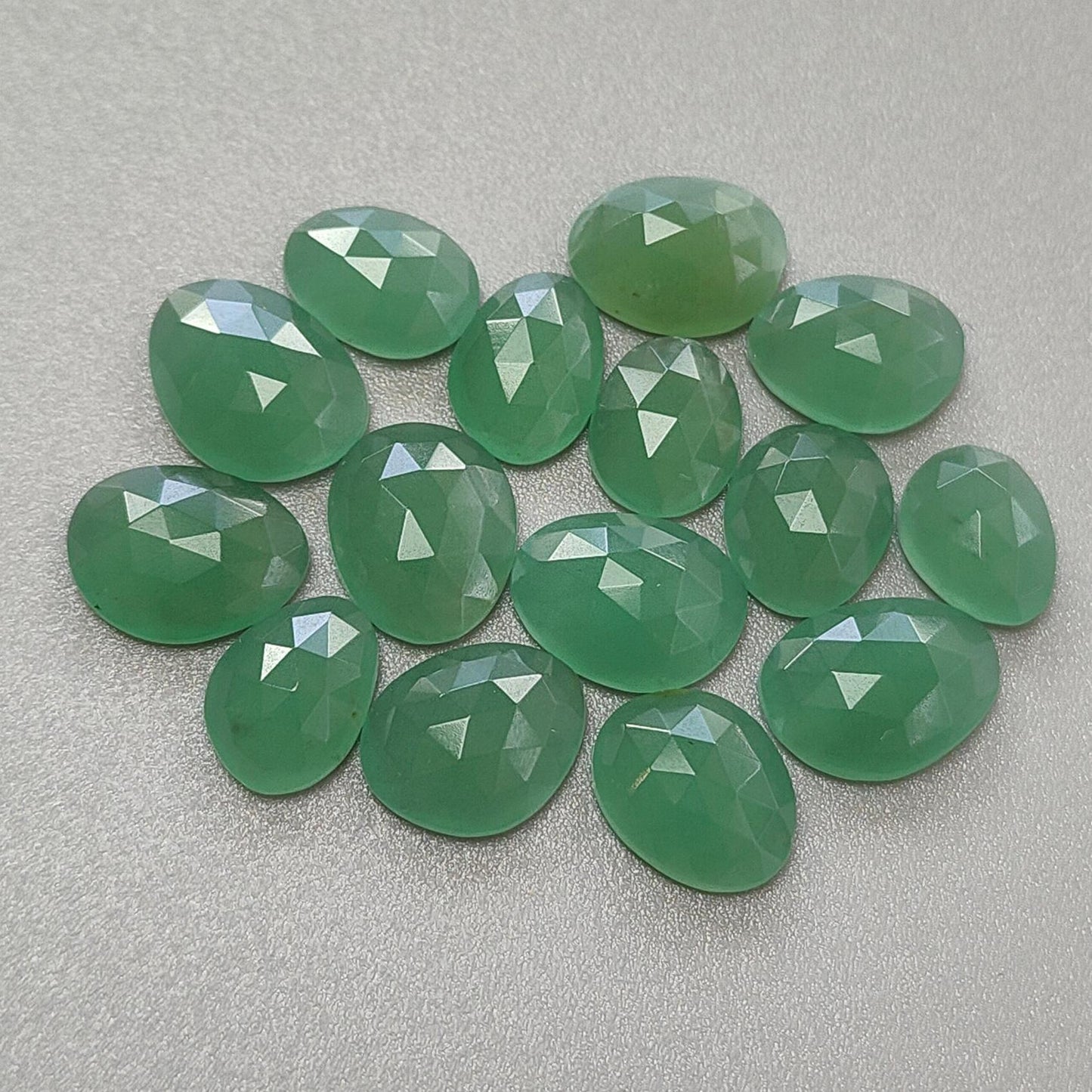 GREEN QUARTZ Gemstone Rose Cut : Natural Untreated Unheated Quartz Both Side Faceted Uneven Shape Lots