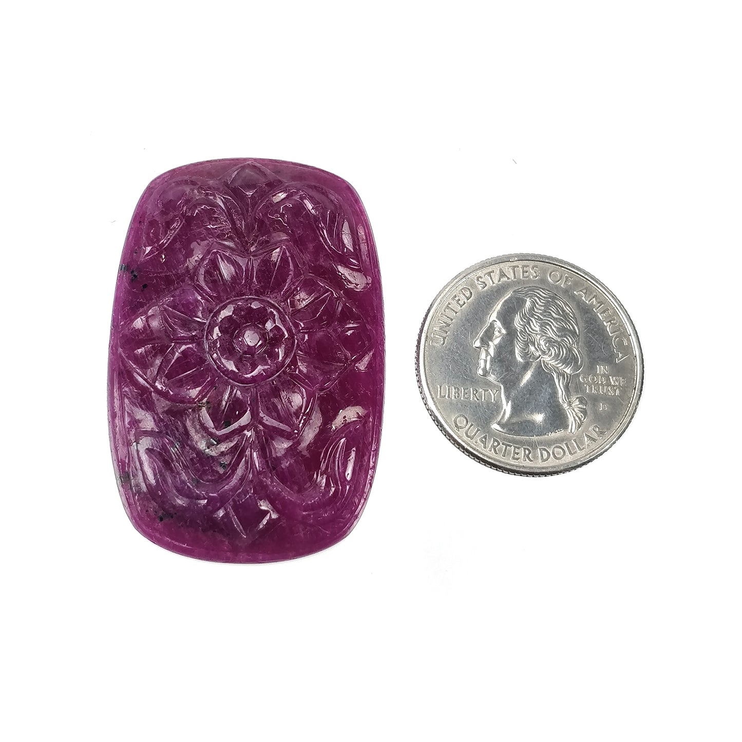 Ruby Gemstone Carving : 107.45cts Natural Untreated Red Ruby Hand Cushion Shape 43*29mm