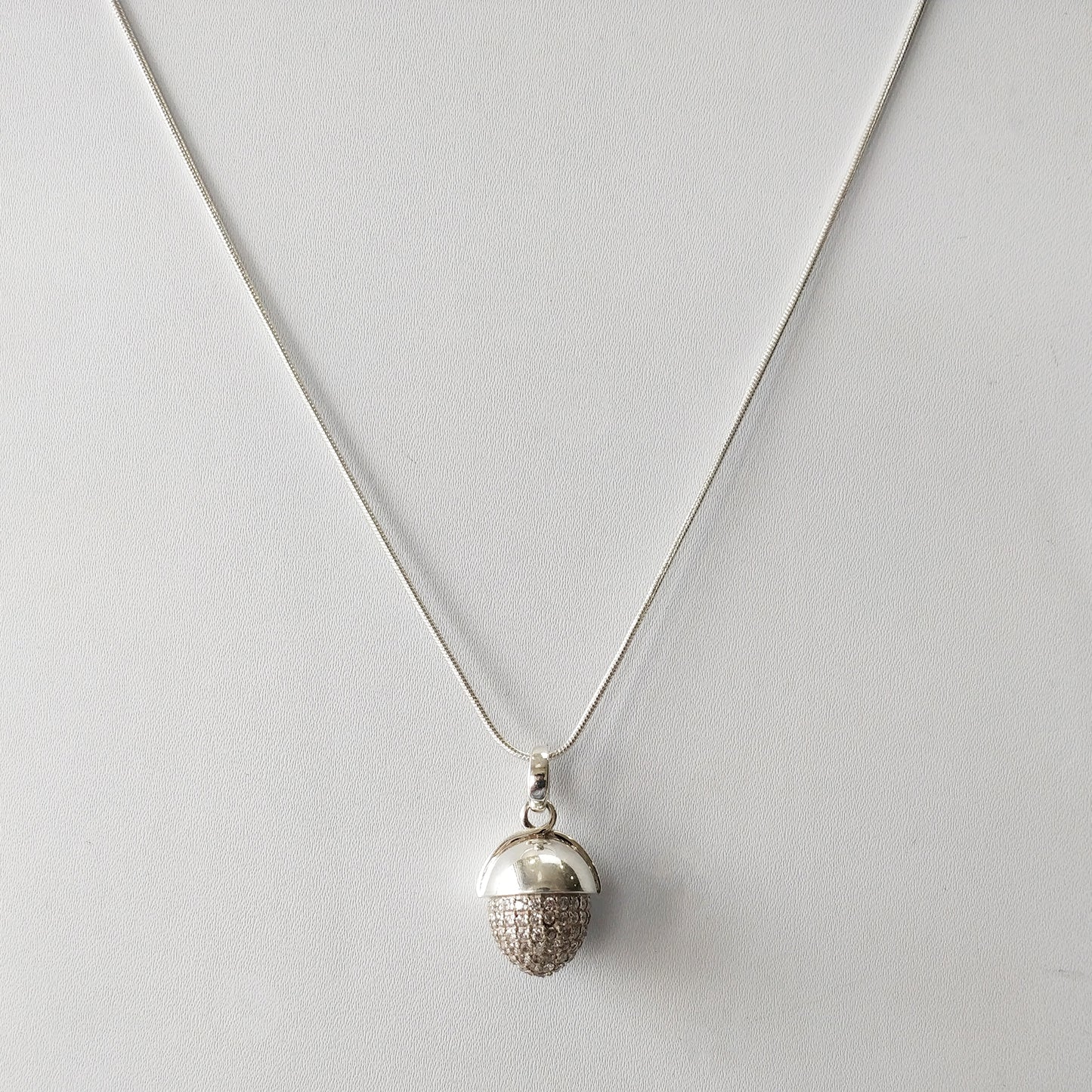 CUBIC ZIRCONIA & 925 Sterling Silver Necklace : 8.52gms(Approx) Fashion Regular Medium Bullet Pendant With Necklace 18.5" Gift For Her