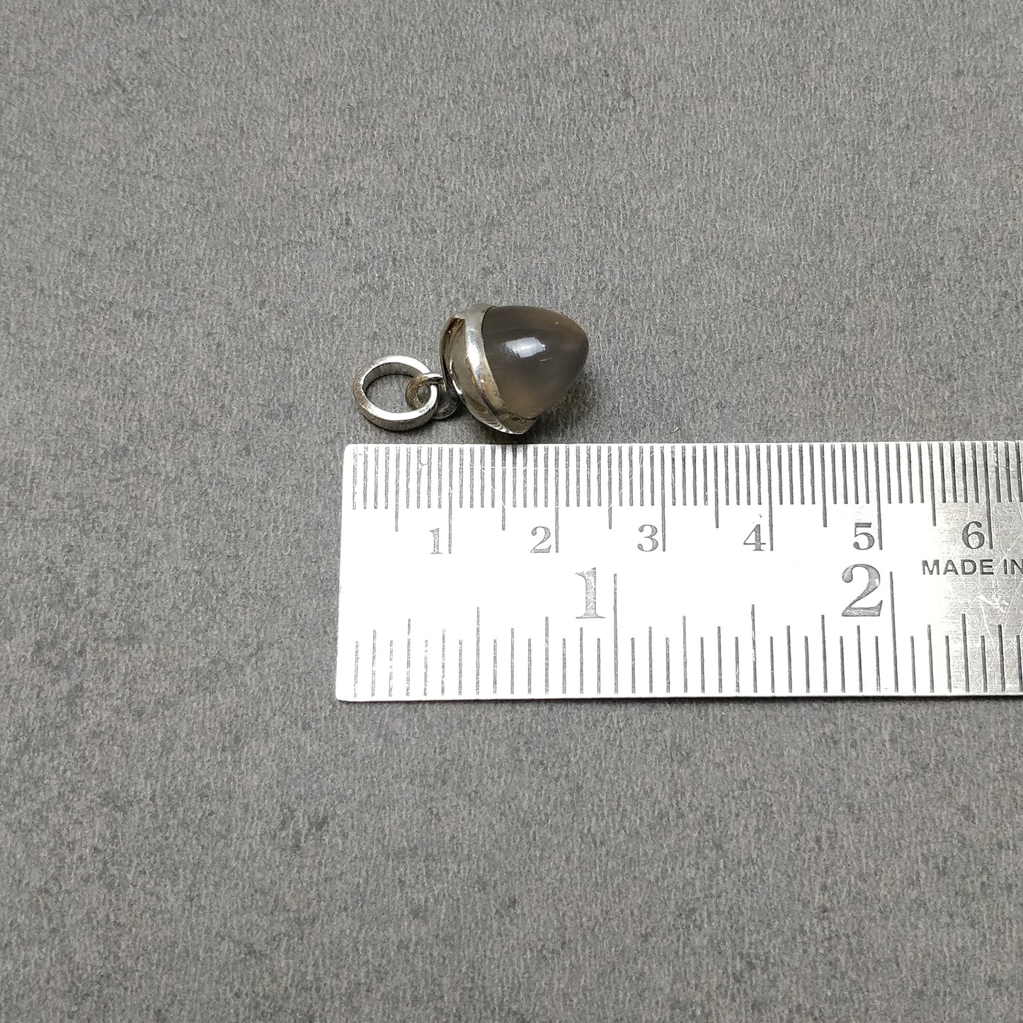 Onyx Gemstone With 925 Sterling Silver: 4.20gms(Approx) Natural Onyx White Gray Regular Size Bullet Pendant With Normal Loop 1" Gift For Her
