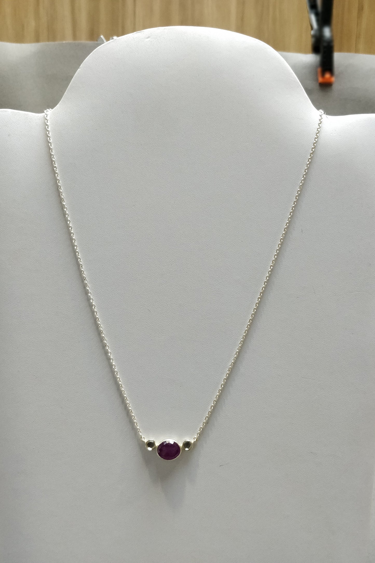 Ruby Gemstone & 925 Sterling Silver Necklace : Natural Untreated Ruby Checker Cut Silver And Gold Plated Chain Necklace Gift For Her